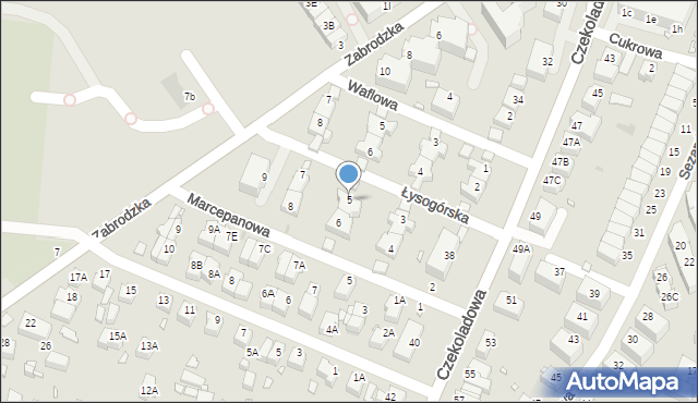 Wrocław, Łysogórska, 5, mapa Wrocławia