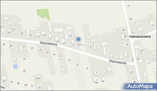 Aleksandrówka, Mazowiecka, 9, mapa Aleksandrówka