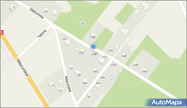 Antonie, Mazurska, 102B, mapa Antonie