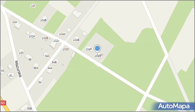 Antonie, Mazurska, 104G, mapa Antonie