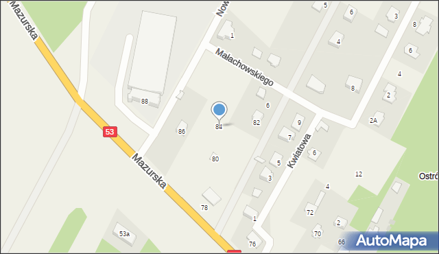 Antonie, Mazurska, 84, mapa Antonie