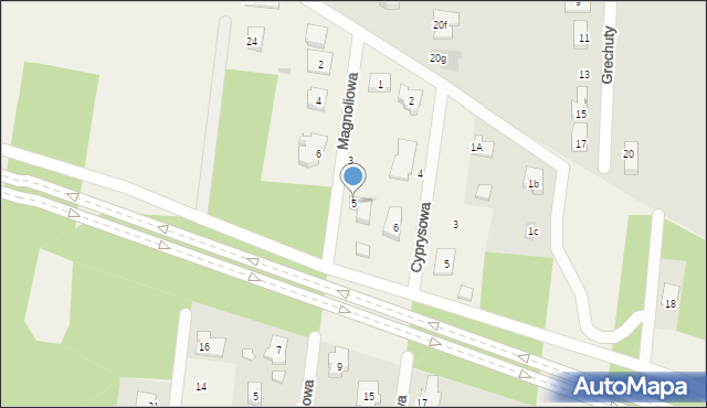 Antoniew, Magnoliowa, 5, mapa Antoniew