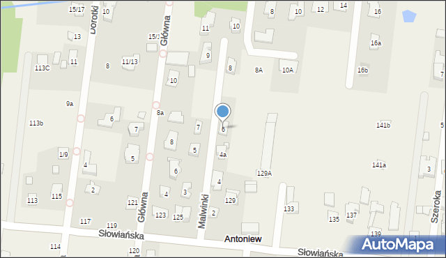 Antoniew, Malwinki, 6, mapa Antoniew