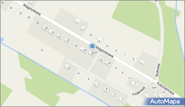 Antoniew, Magnoliowa, 14, mapa Antoniew