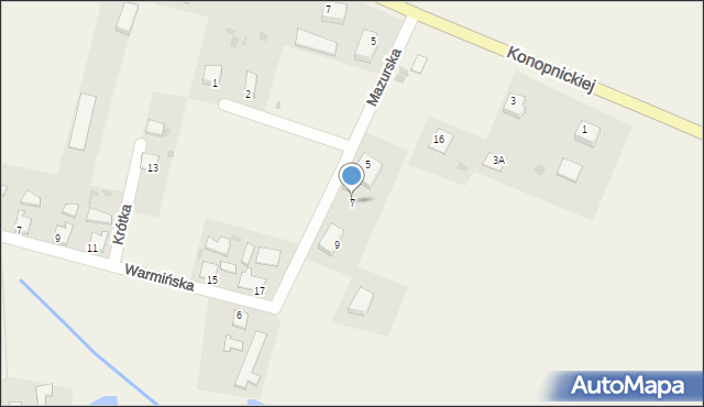 Banie Mazurskie, Mazurska, 7, mapa Banie Mazurskie