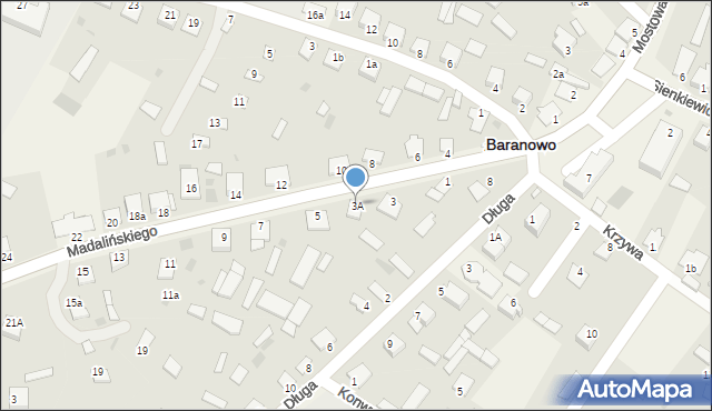 Baranowo, Madalińskiego Antoniego Józefa, gen., 3A, mapa Baranowo