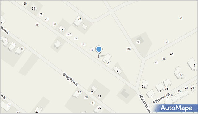 Bezrzecze, Mahoniowa, 8, mapa Bezrzecze