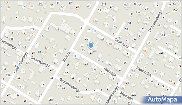 Biała Podlaska, Maciąga Józefa, 13, mapa Białej Podlaskiej