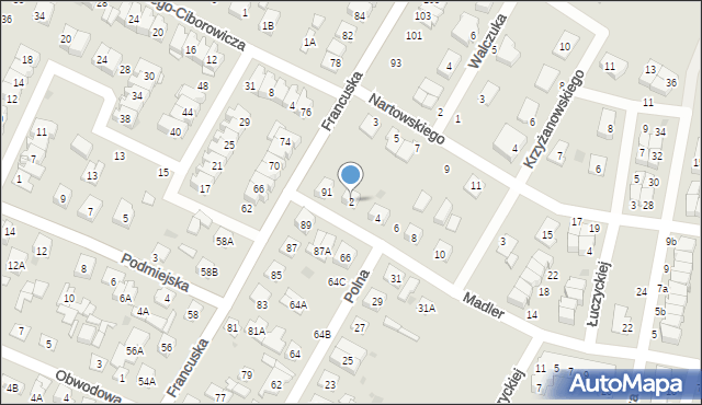 Biała Podlaska, Madler Wandy, 2, mapa Białej Podlaskiej