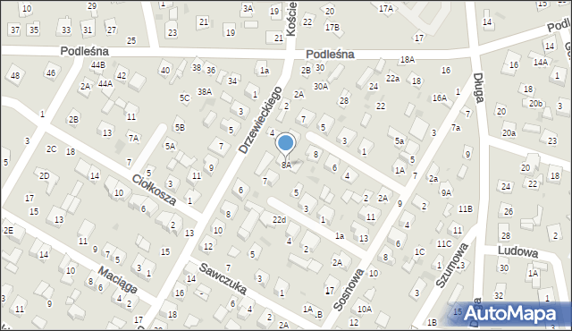 Biała Podlaska, Makuszyńskiego Kornela, 8A, mapa Białej Podlaskiej