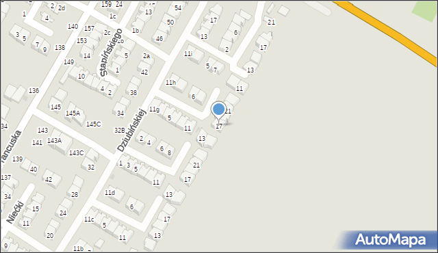 Biała Podlaska, Malinowskiego Maksymiliana, 17, mapa Białej Podlaskiej