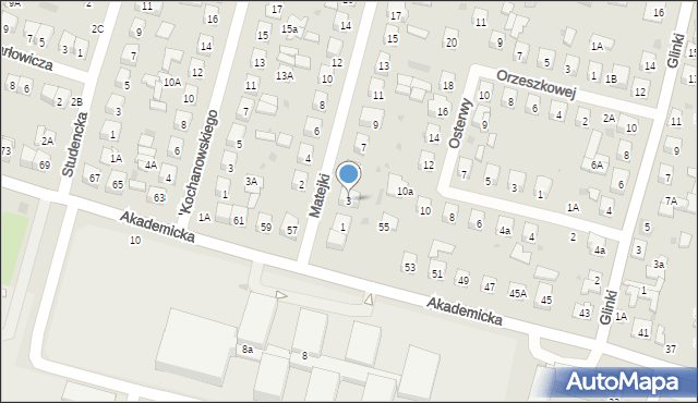 Biała Podlaska, Matejki Jana, 3, mapa Białej Podlaskiej