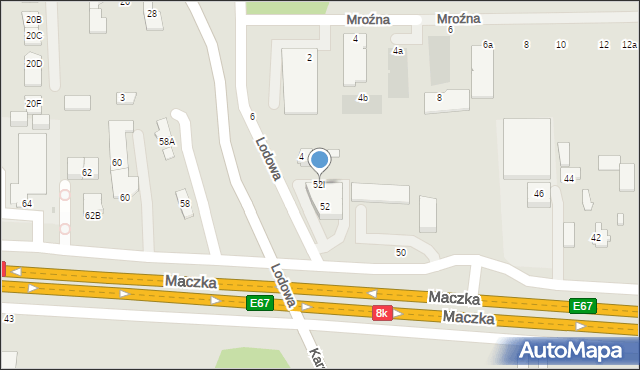 Białystok, Maczka Stanisława, gen., 52l, mapa Białegostoku