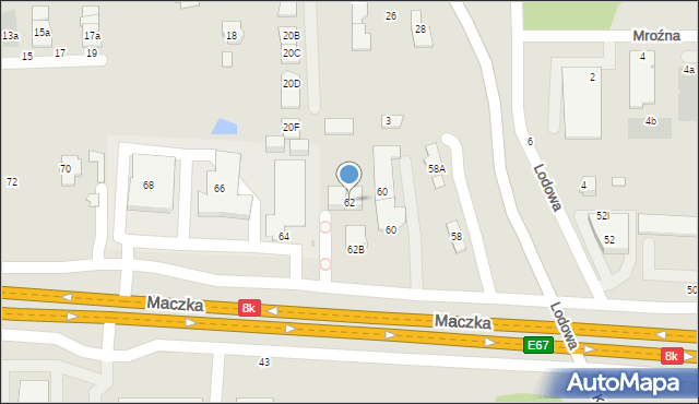 Białystok, Maczka Stanisława, gen., 62, mapa Białegostoku