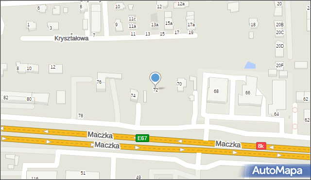 Białystok, Maczka Stanisława, gen., 72, mapa Białegostoku