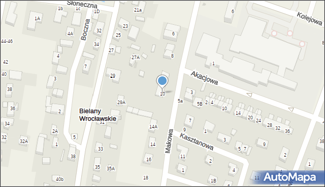 Bielany Wrocławskie, Makowa, 10, mapa Bielany Wrocławskie