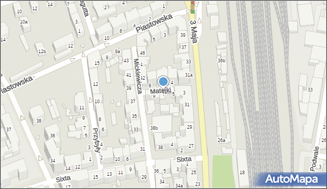 Bielsko-Biała, Matejki Jana, 7, mapa Bielsko-Białej