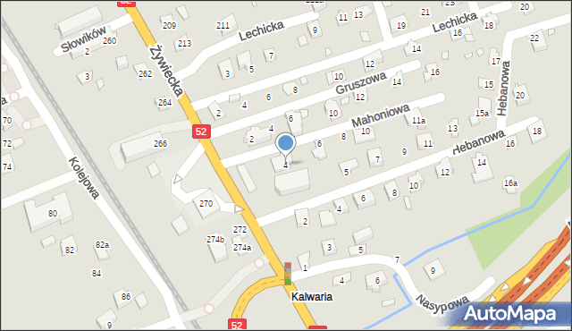 Bielsko-Biała, Mahoniowa, 4, mapa Bielsko-Białej