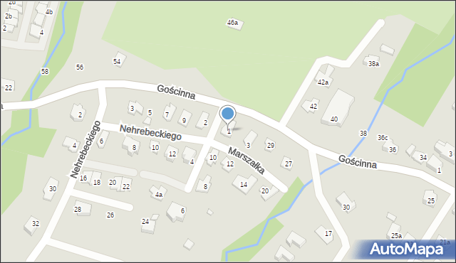 Bielsko-Biała, Marszałka Lechosława, 1, mapa Bielsko-Białej