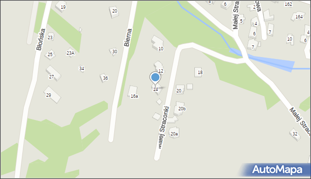 Bielsko-Biała, Małej Straconki, 14, mapa Bielsko-Białej