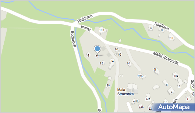 Bielsko-Biała, Małej Straconki, 72, mapa Bielsko-Białej