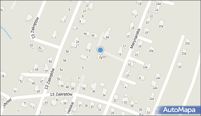 Bielsko-Biała, Marynarska, 7a, mapa Bielsko-Białej