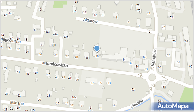 Bielsko-Biała, Mazańcowicka, 36, mapa Bielsko-Białej