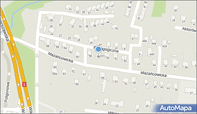 Bielsko-Biała, Mazańcowicka, 56, mapa Bielsko-Białej
