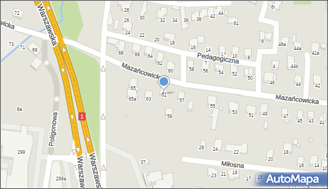 Bielsko-Biała, Mazańcowicka, 61, mapa Bielsko-Białej