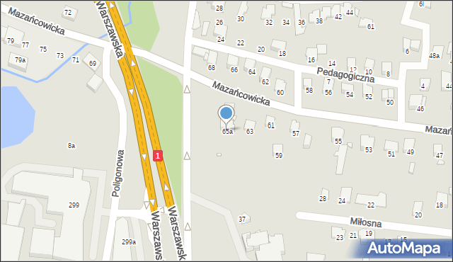 Bielsko-Biała, Mazańcowicka, 65a, mapa Bielsko-Białej