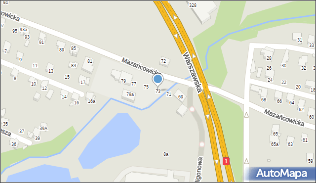 Bielsko-Biała, Mazańcowicka, 73, mapa Bielsko-Białej