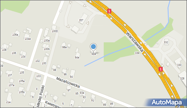 Bielsko-Biała, Mazańcowicka, 92a, mapa Bielsko-Białej