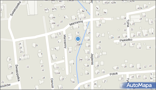 Bielsko-Biała, Marzanny, 11a, mapa Bielsko-Białej