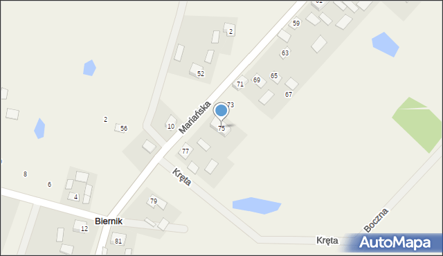 Biernik, Mariańska, 75, mapa Biernik