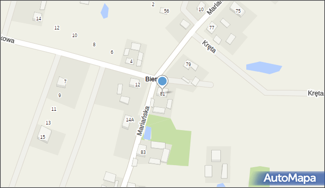 Biernik, Mariańska, 81, mapa Biernik