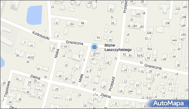 Blizne Łaszczyńskiego, Mała, 12, mapa Blizne Łaszczyńskiego