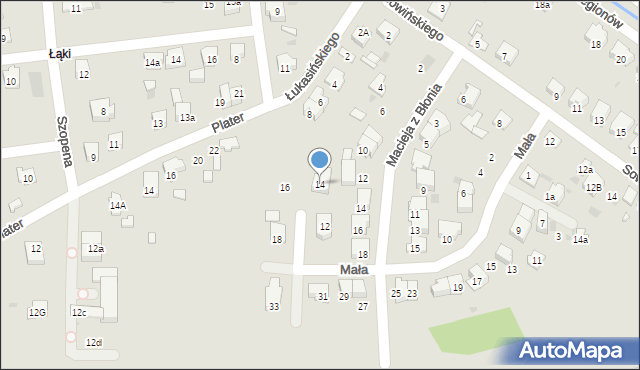 Błonie, Mała, 14, mapa Błonie