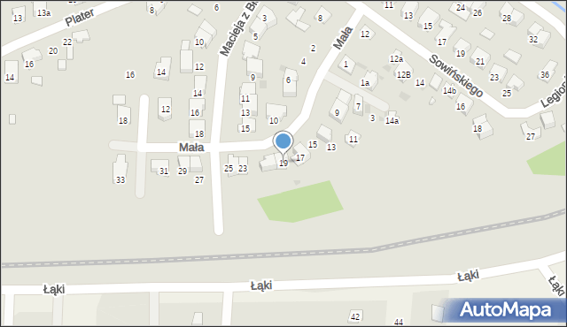 Błonie, Mała, 19, mapa Błonie