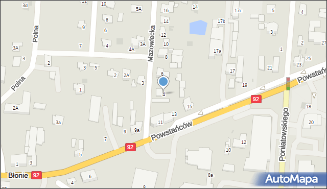 Błonie, Mazowiecka, 4, mapa Błonie