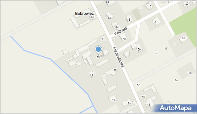 Bobrowiec, Mazowiecka, 59, mapa Bobrowiec