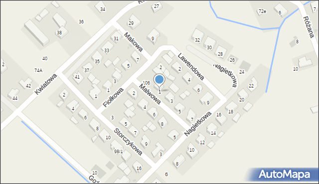 Bogdanowo, Malwowa, 1, mapa Bogdanowo