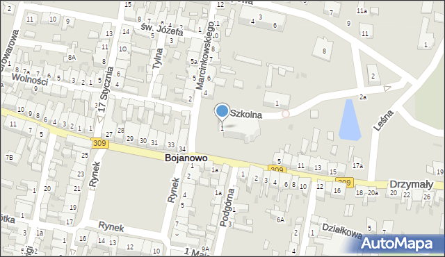 Bojanowo, Marcinkowskiego, 1, mapa Bojanowo