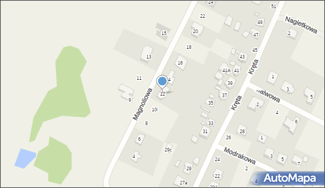 Bolechówko, Magnoliowa, 12, mapa Bolechówko