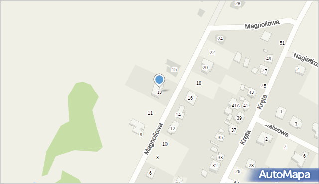 Bolechówko, Magnoliowa, 13, mapa Bolechówko