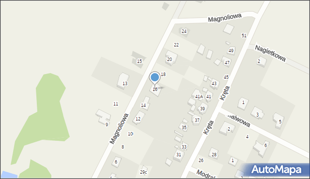 Bolechówko, Magnoliowa, 16, mapa Bolechówko