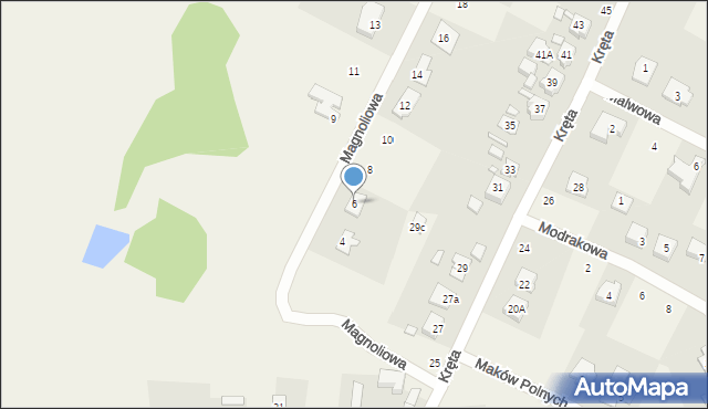 Bolechówko, Magnoliowa, 6, mapa Bolechówko