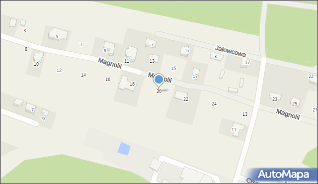 Boża Wola, Magnolii, 20, mapa Boża Wola