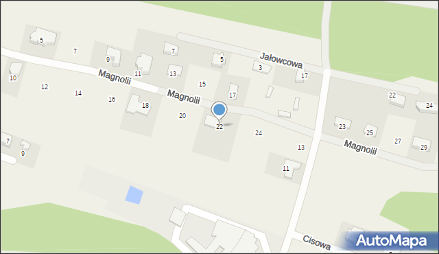 Boża Wola, Magnolii, 22, mapa Boża Wola