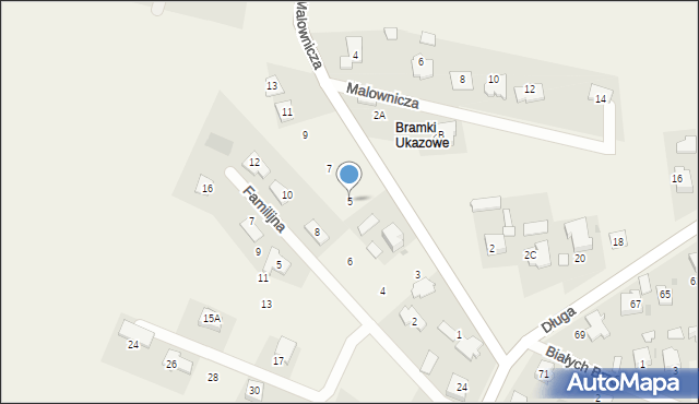 Bramki, Malownicza, 5, mapa Bramki