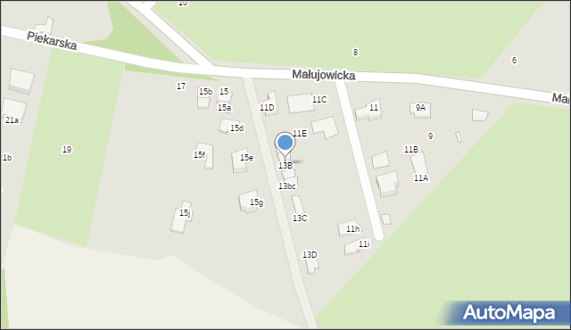 Brzeg, Małujowicka, 13B, mapa Brzeg